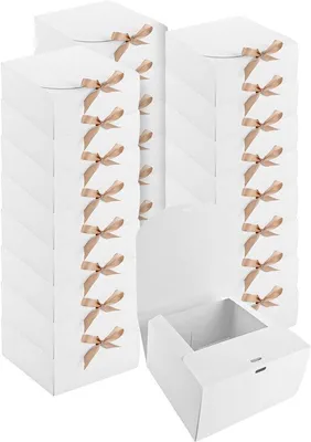 Produktbild von Schnellpacken - 25 Stück Weißes Geschenkset mit Deckel 20x20x10 cm - Papiergeschenksets für Hochzeit, Geburtstag und Geschenkverpackung