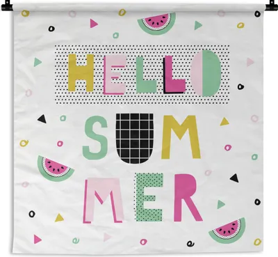 Produktbild von MuchoWow® Wandteppich Wandbehang Sommer - Zitat - Wassermelone 150x150 cm Tapisserie Dekoration Wandtuch - Wohnaccessoires - Modernes