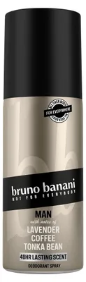 Zdjęcie produktu dla Deodorant i spray do ciała Bruno Banani dla mężczyzn, o aromacie ambry, zapewniający długotrwałą ochronę przez 48 godzin