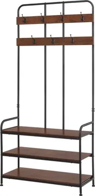 Produktbild von Garderobe aus Holz mit Schuhablage - Flurschrank mit Stauraum - multifunktional & modern - Eiche hell/weiß - 84x180x36 cm