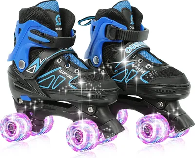 Produktbild von Verstellbare Rollschuhe für Kinder mit Leuchtenden Rädern Roller Skates Inline Skates Größe 31-34 Blau