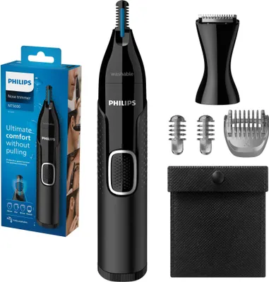 Zdjęcie produktu dla Philips 5000 series Nose trimmer series 5000 NT5650/16 Trymer do brwi, nosa, uszu i modelowania, Czarny, Stal nierdzewna, Bateria, AA, 220 mm, 128 mm
