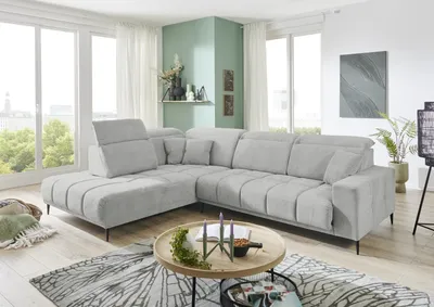 Produktbild von Wohnlandschaft >Lindesberg< elektr. Sitzverstellung, Federkern, hellgrau - 317x107x230cm (BxHxT)