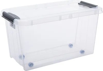 Produktbild von plast team Aufbewahrungsbox PROBOX mit Rollen 70 Liter transparent