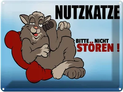 Produktbild von vianmo Blechschild 30x40 cm Nutzkatze bitte nicht stören blaues Katze