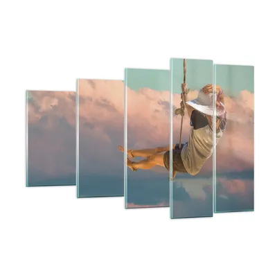 Produktbild von Bilder auf glas - 5 Teile - Schaukeln Seil Himmel - 150x100cm - Glasbilder - Wandbilder - Bilder - zum Aufhängen bereit - Wanddekoration aus Glas - Glas Bilder - Wandbild auf Glas - GEG150x100-4259
