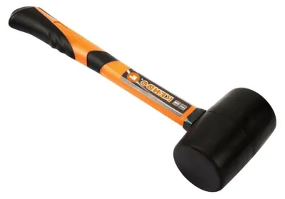 Produktbild von Gummihammer 450g - Schonhammer - Hartgummihammer mit Fiberglasstil - Montagehammer - Fliesenhammer