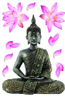 Immagine prodotto di Sanders & Sanders adesivo da parete Budha rosa e marrone 65 x 42.5 cm