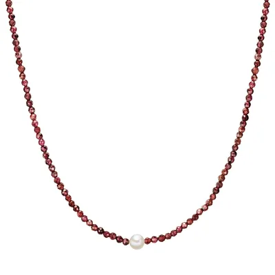 Produktbild von Valero Pearls Perlen-Kette Sterling Silber Granat Süßwasser-Zuchtperle 50100258