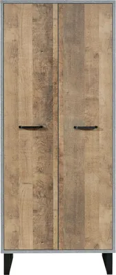 Produktbild von Garderobenschrank - Betondekor - Eiche rustikal Nachbildung - 82 x 191 cm