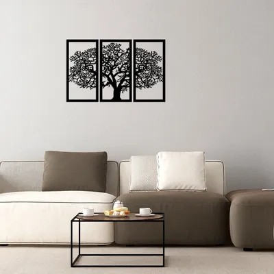 Immagine prodotto di Wallity, Ağaç- SKL1403, Nero, Altre decorazioni per la casa, 105 x 66 cm, 100% legno (spessore: 8 mm)