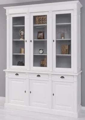Produktbild von Casa Padrino Landhausstil Bücherschrank Weiß / Grau 183 x 51 x H. 240 cm - Massivholz Schrank - Regalschrank - Wohnzimmerschrank - Büroschrank - Landhausstil Möbel