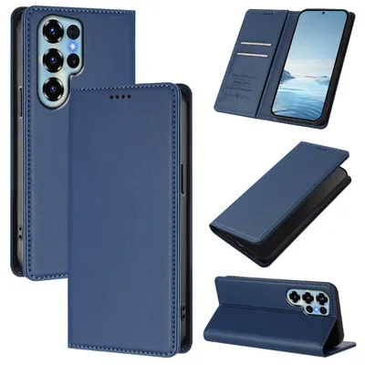 Produktbild von Handyhülle für Oukitel C68, Kunstleder Klapphülle Stoßfeste Magnetische Hülle mit Ständer Dunkelblau