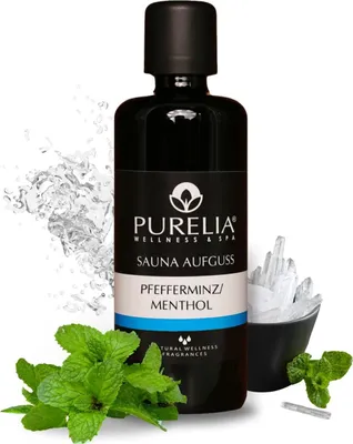 Produktbild von PURELIA Saunaaufguss Konzentrat Pfefferminz-Menthol 100 ml natürlicher Sauna-aufguss - reine ätherische Öle