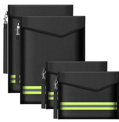 Produktbild von Feuer- und wasserfeste Tasche für A4-Dokumente, Reisepass, Geld und Wertsachen (schwarz)