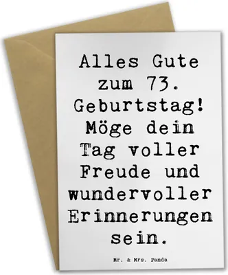 Produktbild von Mr. & Mrs. Panda Grußkarte Spruch 73. Geburtstag Freude - Weiß - Geschenk, Feier, besonderer Tag, osterkarte, Alter, glückwunschkarten, einladungskarten, Glückwunsch