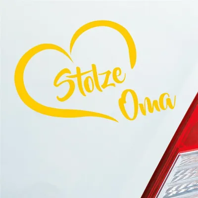 Produktbild von Auto Aufkleber Stolze Oma Liebe Herz Großmutter Enkel 14x10 cm Gelb Sticker Heckscheibenaufkleber