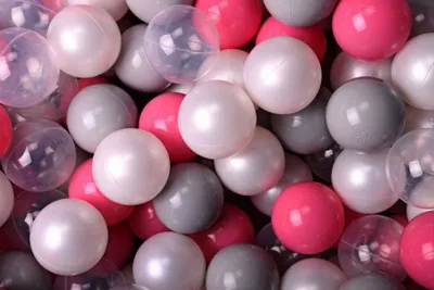 Image de MeowBaby balles en plastique pour piscine à balles 7cm, balles de jeu en plastique pour bébé, 300 pièces : nacre/gris/rose clair/transparent