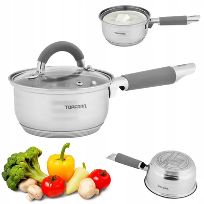 Zdjęcie produktu dla Rondel Indukcja Z Pokrywką Do Mleka Stal Nierdzewna 1,1 L Garnek 14 Cm Gaz