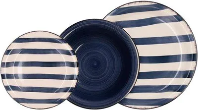 Produktbild von Blaues Keramik-Geschirr-Set 18-teilig für 6 Personen