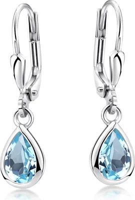 Produktbild von MATERIA Blautopas Ohrringe blau Tropfen mit Brisuren - Ohrhänger Damen Silber 925 Schmuck rhodiniert SO-448-Blau