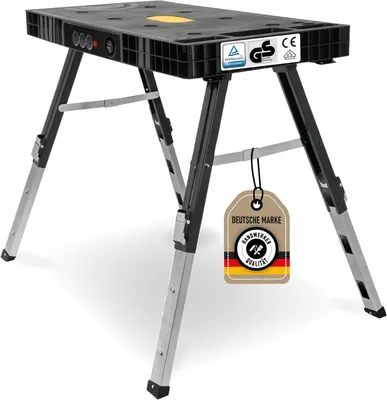 Produktbild von Profi-Werkbank – Mobile, multifunktionale Werkbank für DIY und Handwerk, als Werkbank, Sägebock, Rollbrett, Tisch, Transportroller mit Steckdose