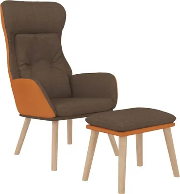 Productafbeelding van Relaxfauteuil met voetenbankje, bruin, kunstleer en stof
