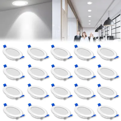Immagine prodotto di VA-Cerulean, 20 faretti LED da 5W, 230V, da incasso. Lampada da incasso, faretto da soffitto, luce bianca fredda, non dimmerabile