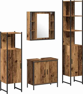 Zdjęcie produktu dla Zestaw mebli łazienkowych 4 pcs Brązowy 33 x 33 x 185.5 cm