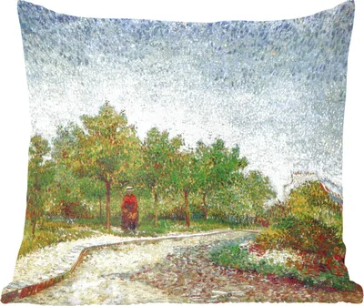 Produktbild von MuchoWow® Zierkissen Sofakissen Wohnzimmer Dekokissen 50x50 cm Allee im Park des Voyer d'Argenson in Asnières - Vincent van Gogh - Komfort - Sofakissen