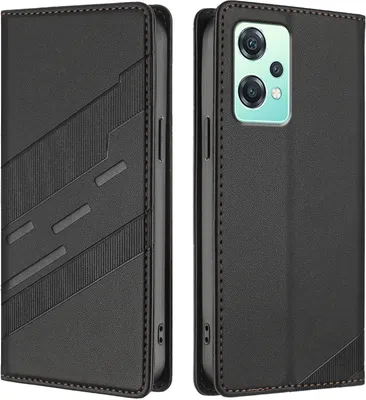 Produktbild von Hülle für OnePlus Nord 2 Lite / Nord CE 2 Lite 5G, Kunstleder Brieftaschen Handyhülle mit Kartenfach und Standfunktion Schwarz