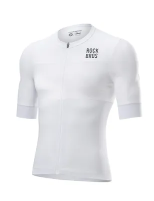 Immagine prodotto di Maglia da ciclismo ROCKBROS da uomo, maniche corte, ultraleggera, ad asciugatura rapida, abbigliamento da ciclismo con 3 tasche posteriori, per ciclismo, bianca, taglia europea 3XL