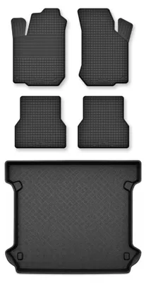 Produktbild von Gummimatten + Kofferraumwanne für Fiat Doblo I 2005-2009 (5-Sitzer) – Schwarz, Semi-Universal, angepasst – Wielganizator Semi-Universal