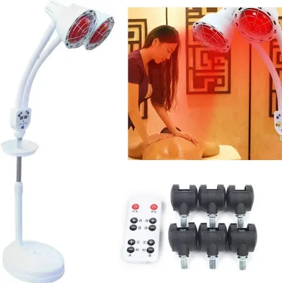 Image de 275W thérapie infrarouge lampe chauffante lampe infrarouge lampe de massage double tête santé soulagement de la douleur physiothérapie 220V