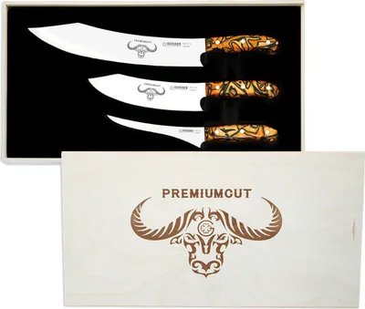 Produktbild von Giesser Messer PremiumCut 3er Set BBQ Messer 30cm 20cm 17cm  Acryl Spicy Orange