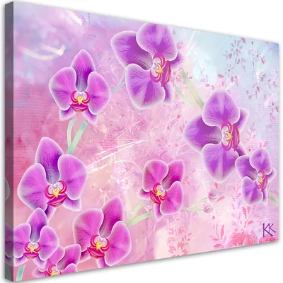 Produktbild von Leinwandbild Orchideenblüten Abstraktion 100x70 Feeby Violett bild für die wand bereit zum aufhängen
