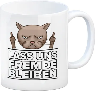 Produktbild von Lass uns Fremde bleiben mit Katze Kaffeebecher