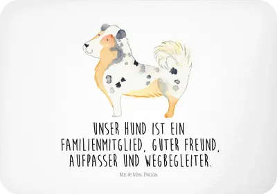 Produktbild von Mr. & Mrs. Panda Kühlschrankmagnet Hund Australien Shepherd - Weiß - Geschenk, whiteboardmagnet, büromagnet, Sprüche, designmagnet, Familienhund, Wauwau, Notizhalter