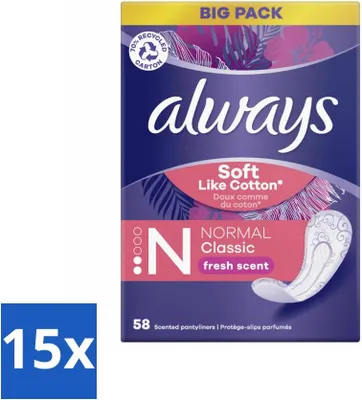Produktbild von Always - Slipeinlagen - Normal - Frisch - Vorteilspackung - Vorteilspack - 15 Stücke