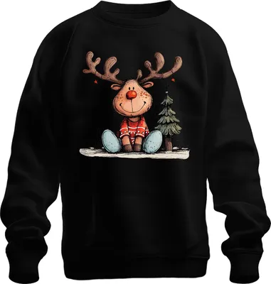 Produktbild von Rudolph Rentier Rotnase Weihnachtsbaum süßes Weihnachten Geschenk Uni Sweatshirt Pullover, Schwarz, L