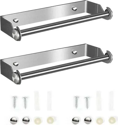 Produktbild von Papierhandtuchhalter, Papierhandtuchhalter, Wand-Papierhandtuchhalter, Papierhandtuch- und Filmspender aus Aluminiumfolie, Wand-Papierhandtuchhalter, Küchenpapierhandtuchrollenhalter (Silber) (2P)