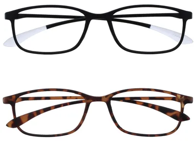 Produktbild von OPULIZE Ice Fernbrille 2er Pack Kurzsichtigkeit Ultraleicht Rahmen Kratzfest Mattschwarz mit kristallgrauen Spitzen Mattsbraun Herren Damen MM61-12 -1.00