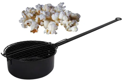 Produktbild von Popcorn Pfanne fürs Lagerfeuer mit langem Griff Kohlenstoffstahl