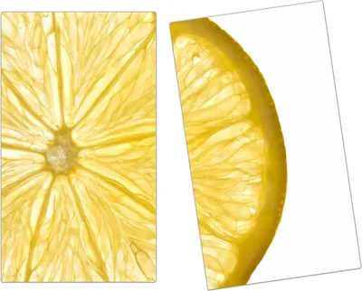 Produktbild von Spritzschutz Herdabdeckplatte Schneidebrett aus Glas Zitronenscheibe 2-Teilig (60x52cm)
