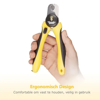 Imagen del producto de Cortauñas para perros de tamaño mediano a grande, con sistema de seguridad, color amarillo, para el cuidado de las uñas