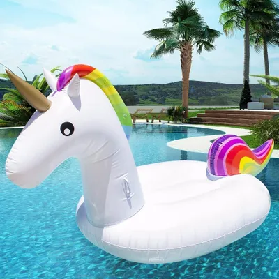 Produktbild von Aufblasbares Einhorn 200 x 90 x 100 cm, für Kinder und Erwachsene, Badespielzeug