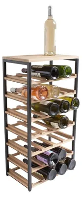Image de Rangement à bouteilles pour 28 bouteilles - Métal et bois - 7 étagères - 40 x 25 x 78 cm