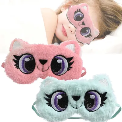 Image de Lot de 2 masques de sommeil à motifs de dessins animés – masque pour les yeux, doux, moelleux, protection pour le sommeil, bandeau pour les yeux, cache-yeux, pour dormir, masque de sommeil, masque de sommeil pour femmes et enfants
