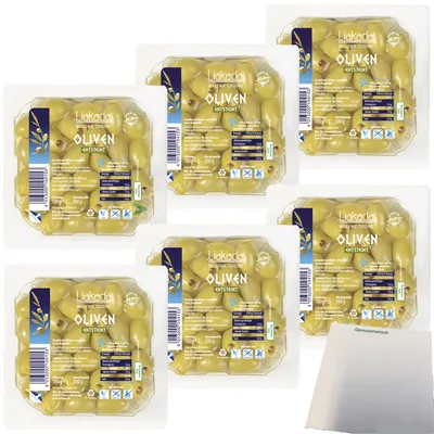 Produktbild von Liakada Grüne Oliven entsteint 6er Pack (6x100g Packung) + usy Block