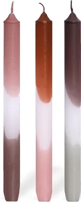 Immagine prodotto di Candele decorative, 3 pezzi, sfumatura di colore, 24 cm (rosa)
